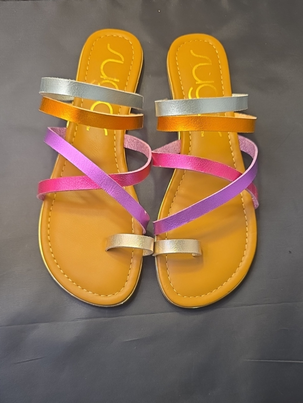 BRAND NEW MULTICOLOR STRAPPY WOMEN's CASUAL SLIDES